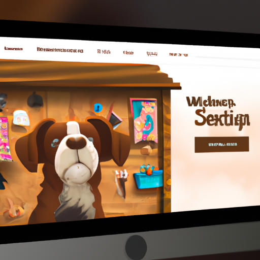 איור מסך מחשב עם עיצוב אתר וורדפרס לחנות כלבים