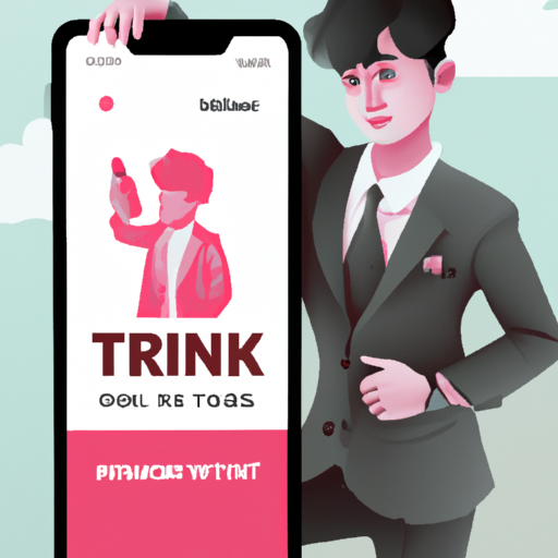 איור של איש עסקים המשתמש בסמארטפון כדי להשיק קמפיין פרסום ממומן ב-TikTok.