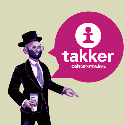 איור של עורך דין ולוגו של TikTok, עם בועת דיבור המכילה טקסט על פרסום ממומן