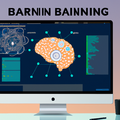 תרשים של מחשב עם לוגו מוח על המסך, הממחיש כיצד RankBrain משתמש בבינה מלאכותית ולמידת מכונה