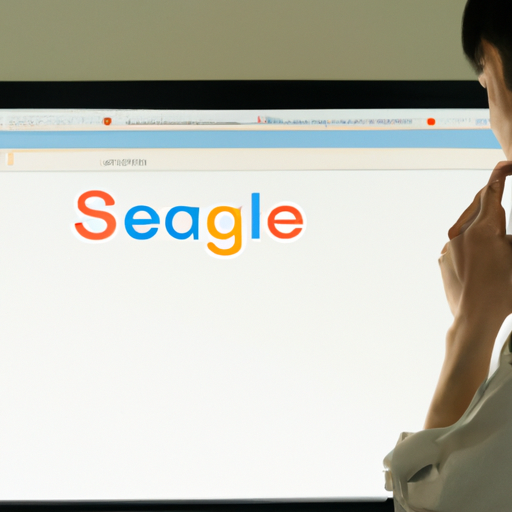 תמונה של אדם המתבונן במסך מחשב המציג דף תוצאות של מנוע חיפוש.